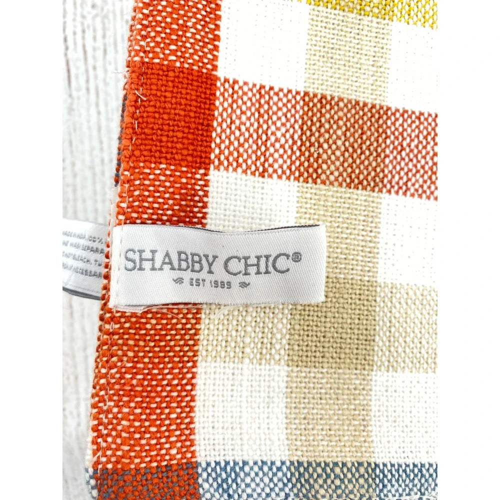 Shabby Chic Placemats (4) 13x19 Pumpkin Plaid Cotton Reversible Thanksgiving